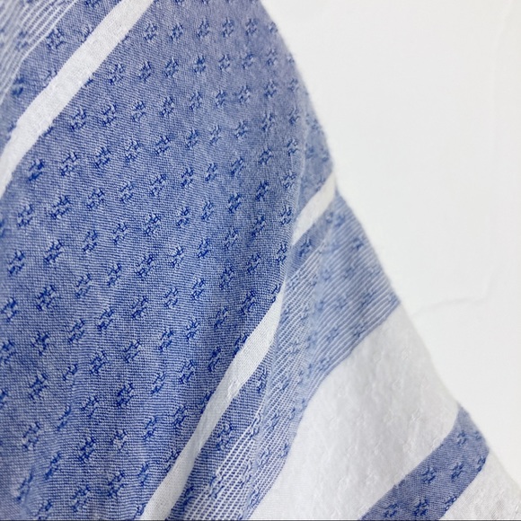 GH BASS striped short sleeve blouse too shirt tee blue white classic preppy - Picture 5 of 7